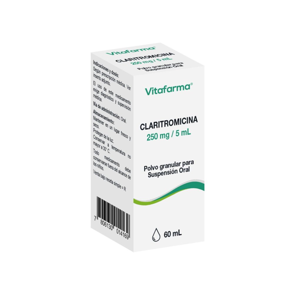 Claritromicina polvo granular para suspensión oral 250 mg/5 mL